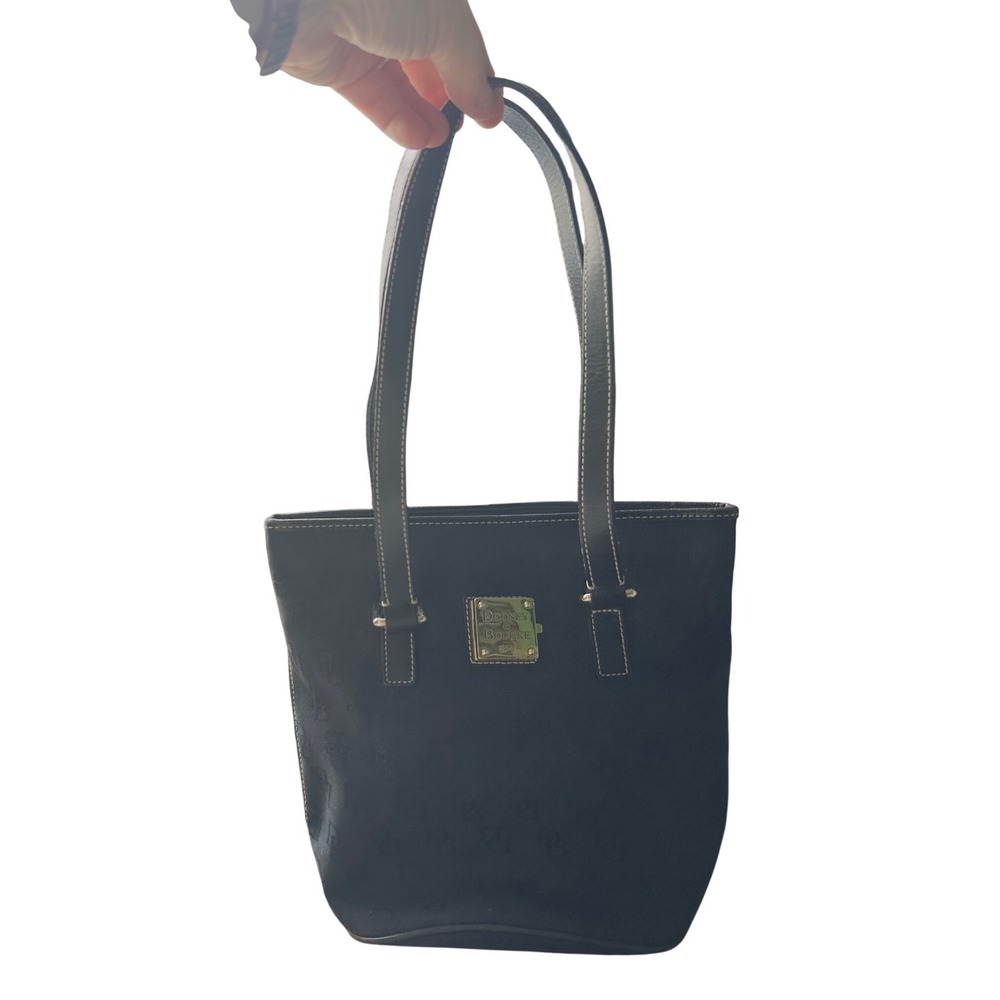 Dooney Bourke Black Signature Monogram Canvas Leather Trim Tote Bag - Picture 14 of 14